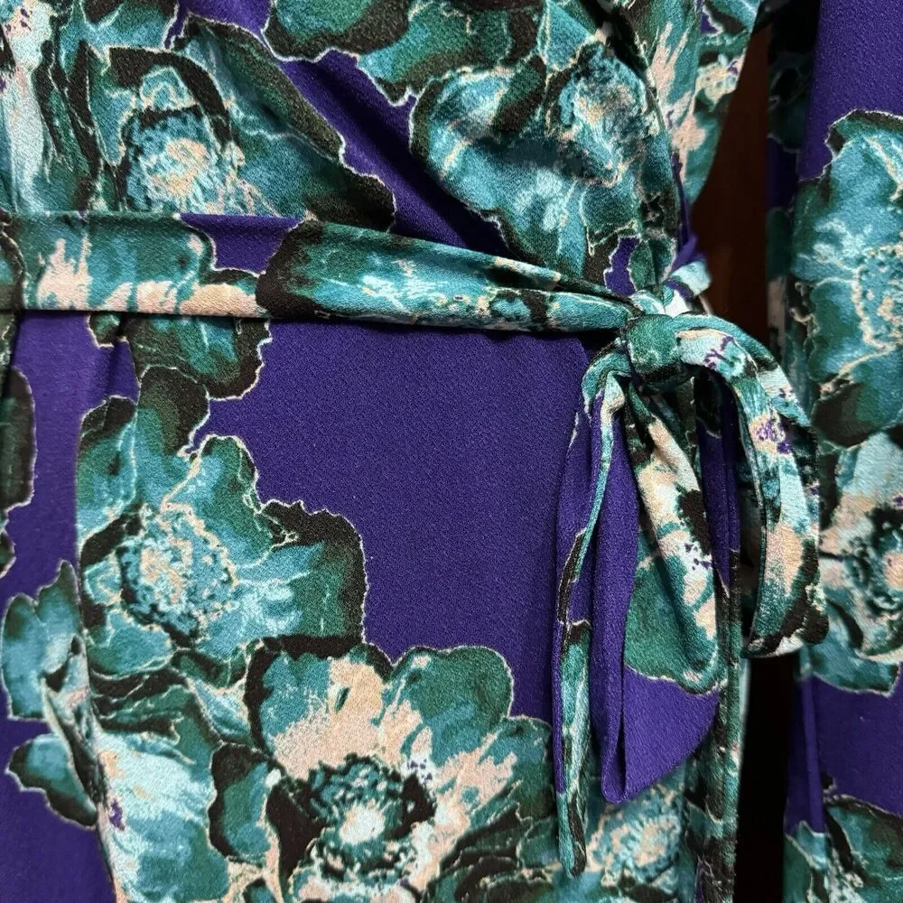 Vera Wang Dress XL Faux Wrap Colorful Artsy Floral Bold Office Career Party Date - Picture 3 of 10